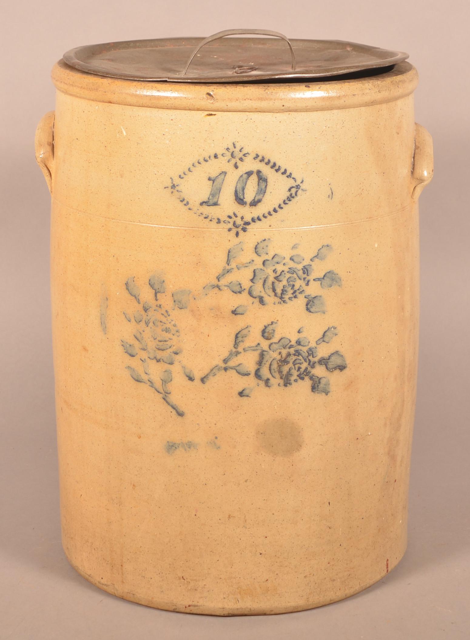 Unsigned 10-Gallon Stoneware Crock. (1 of 5)