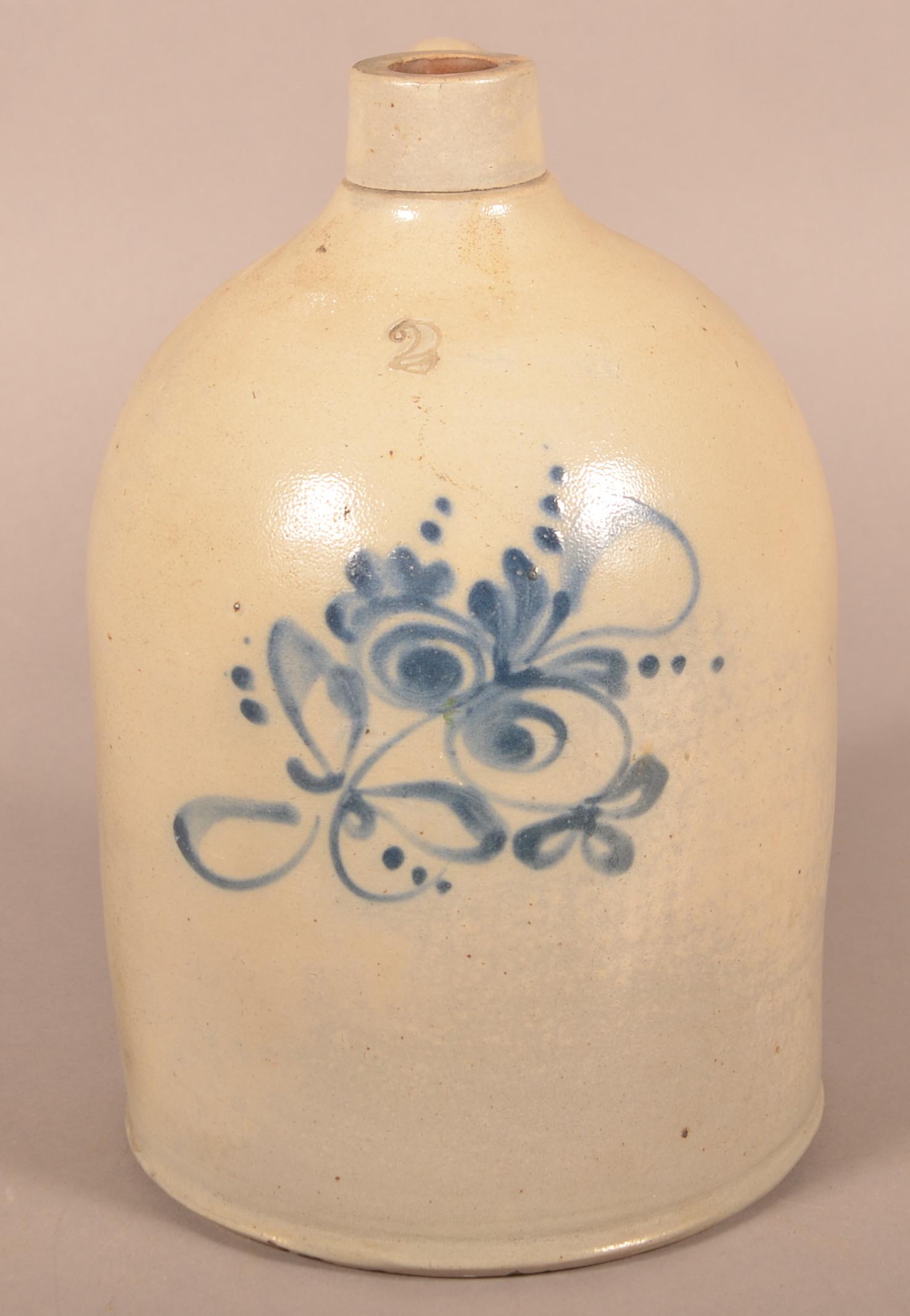 Unsigned New York Origin 2-Gallon Stoneware Jug. (1 of 3)