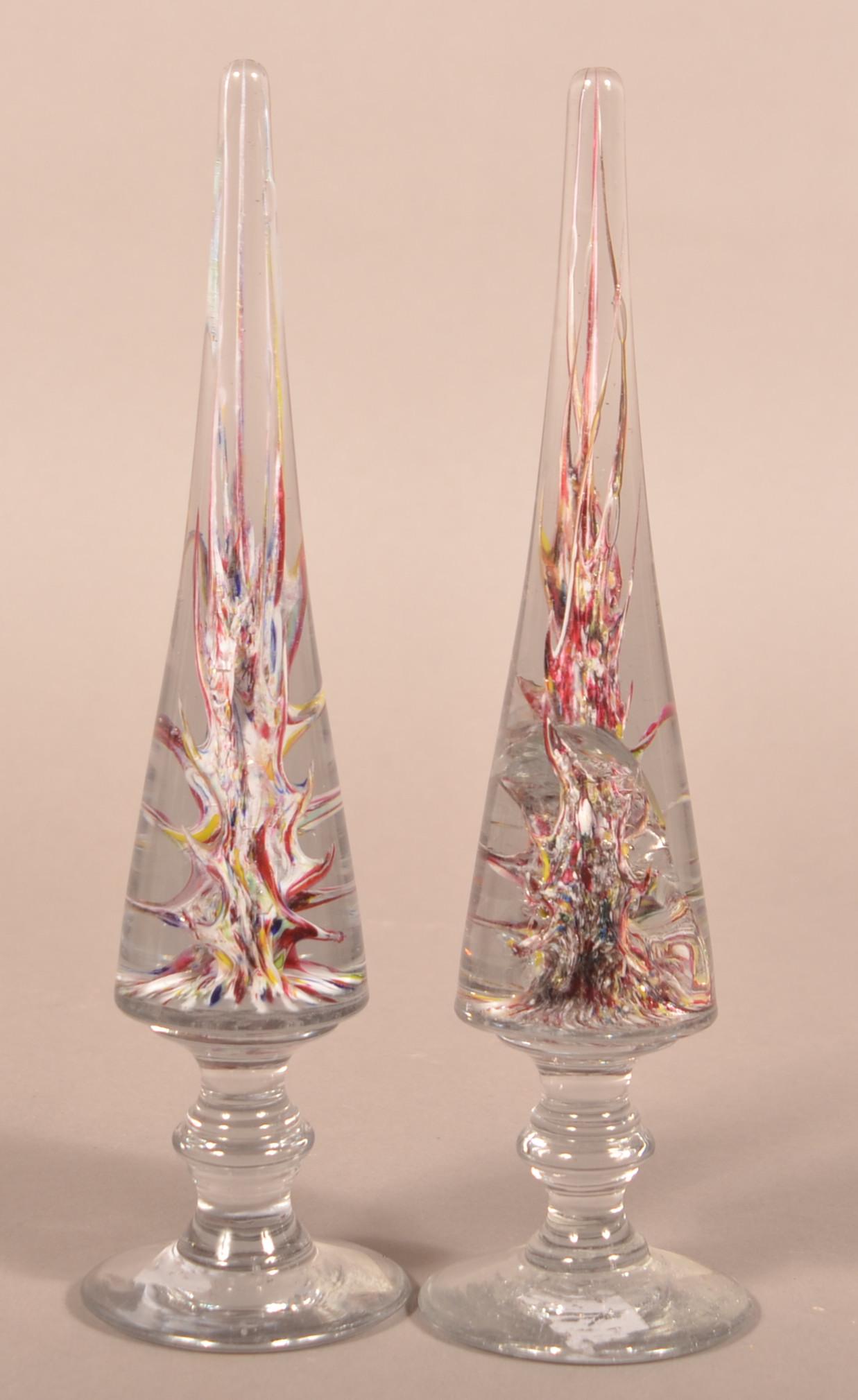 Pair Devils Fire Glass Paperweight Mantel Ornaments. (1 of 2)