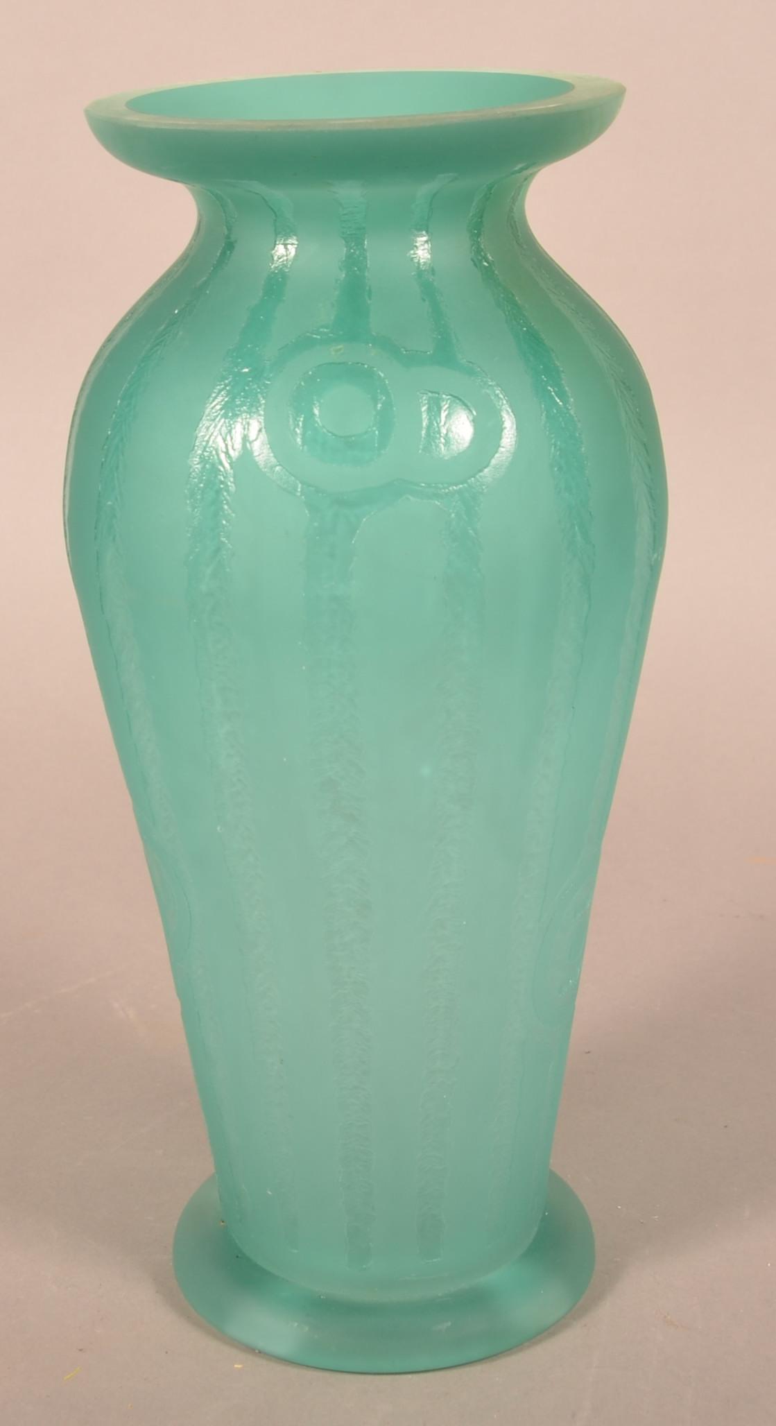 Daum Nancy Style Art Deco Frosted Celadon Vase. (1 of 7)