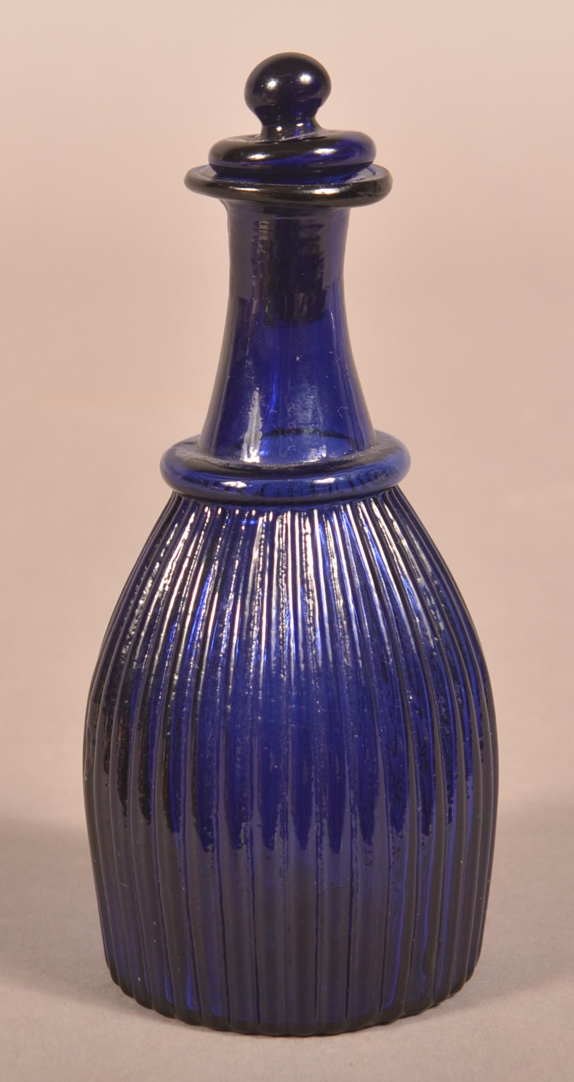 Cobalt Blue Blown Three Mold Ribbed Cruet. (1 of 4)