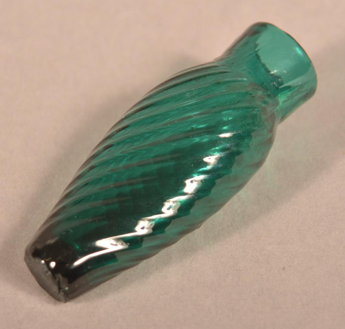 Aqua/Green Blown Glass Swirl Pattern Scent Bottle. (1 of 2)