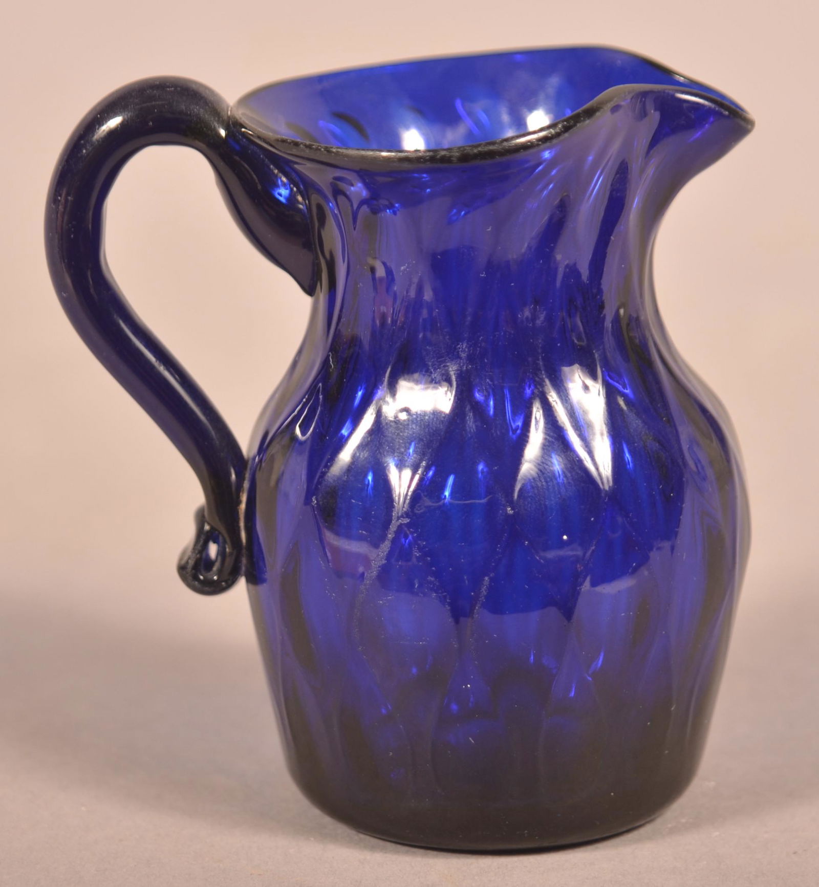 Stiegel Type Cobalt Blue Expanded Diamond Pitcher. (1 of 3)
