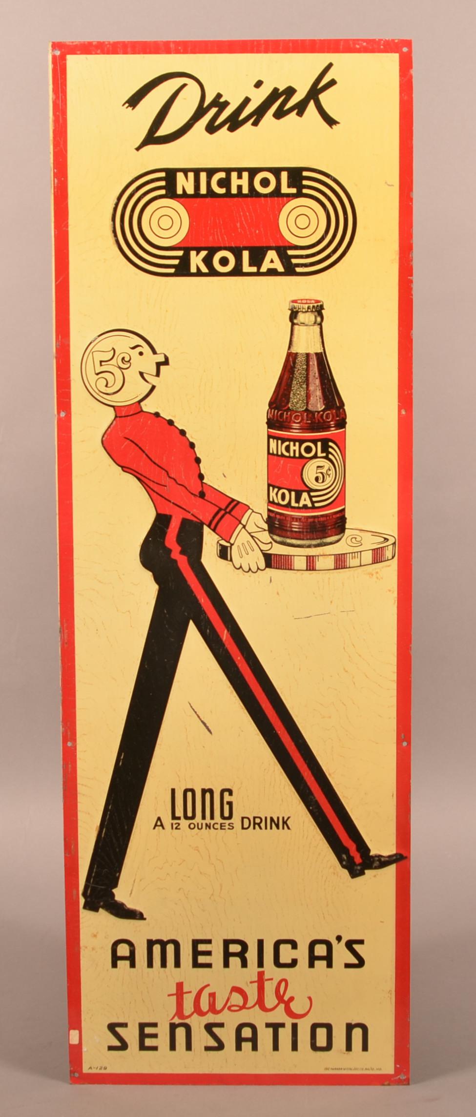 Art Deco Nichol Kola Embossed Tin Sign. (1 of 4)