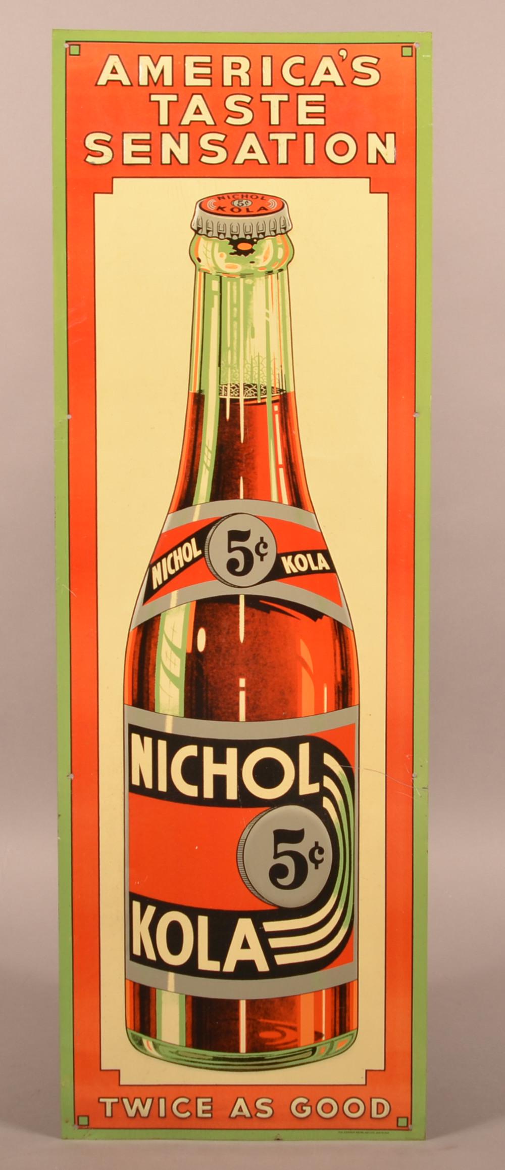 Drink Nichol Kola Embossed Tin Sign. (1 of 3)