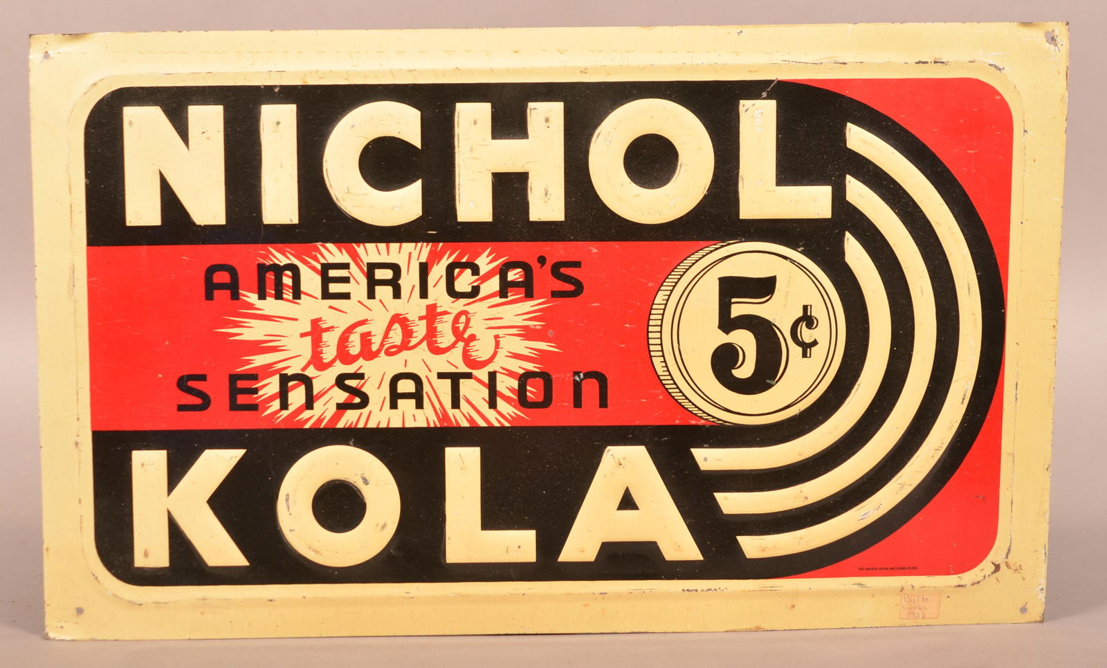 Drink Nichol Kola Embossed Tin Sign. (1 of 2)