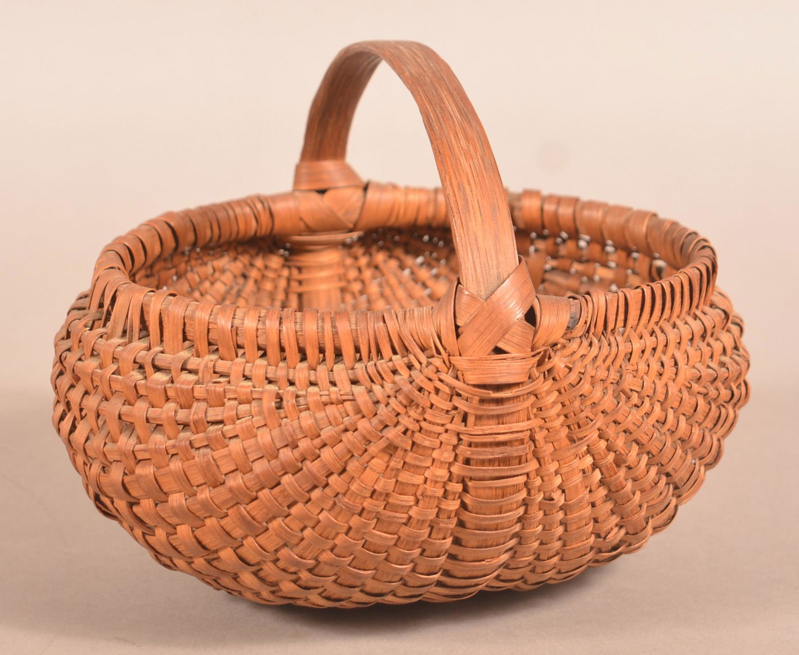 Penn. 19th Century Woven Oak Splint Egg Basket. (1 of 3)