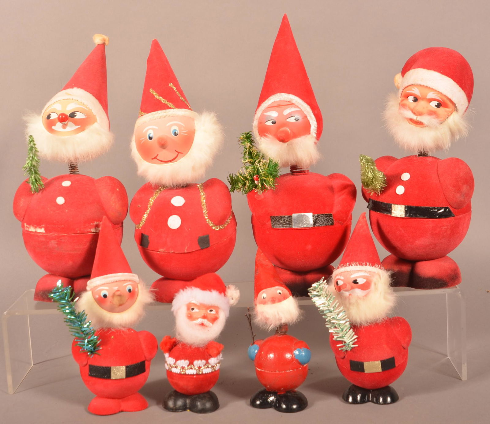 Eight Vintage Santa Nodder Candy Containers. (1 of 2)