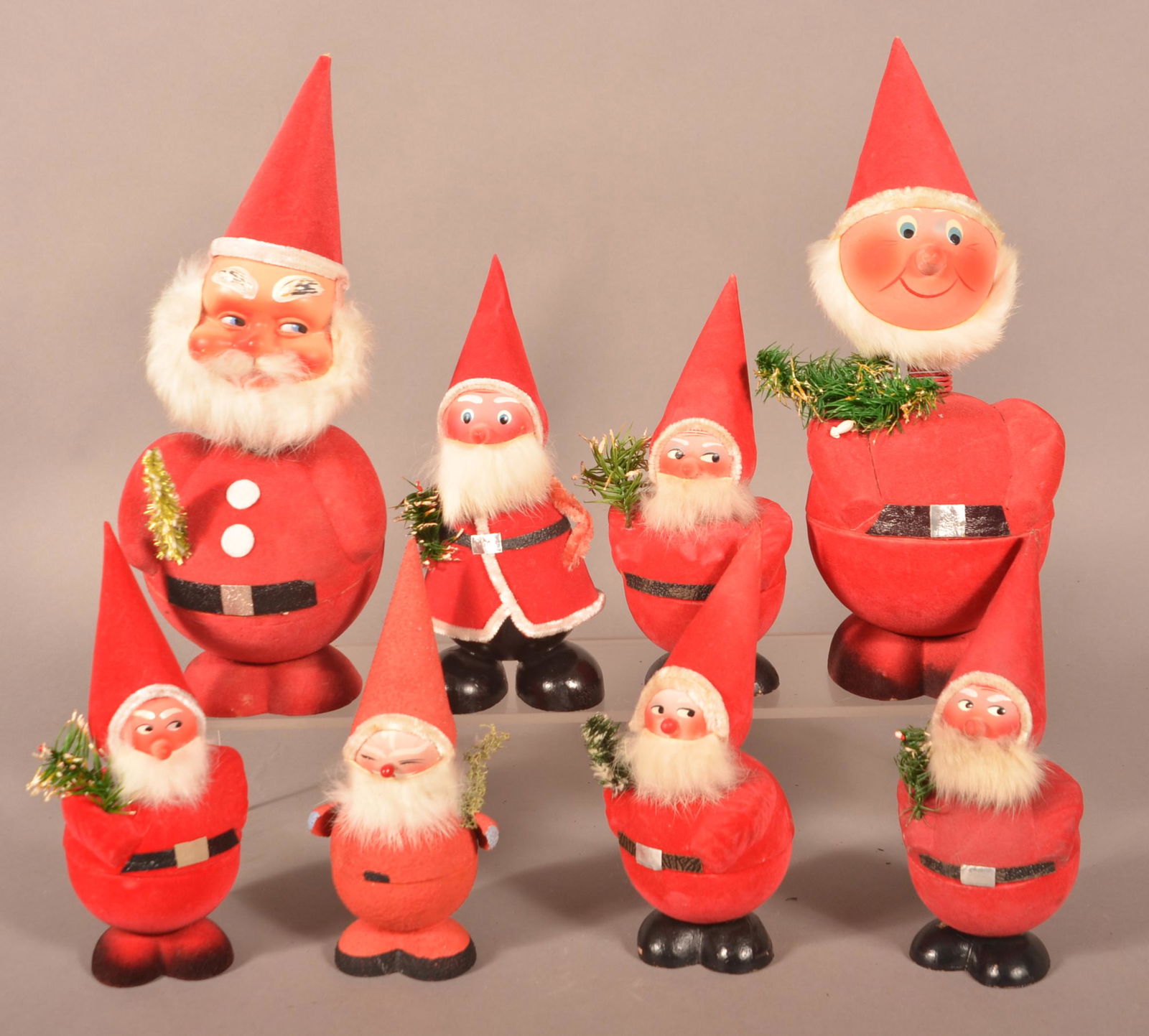Eight Vintage Santa Nodder Candy Containers. (1 of 2)