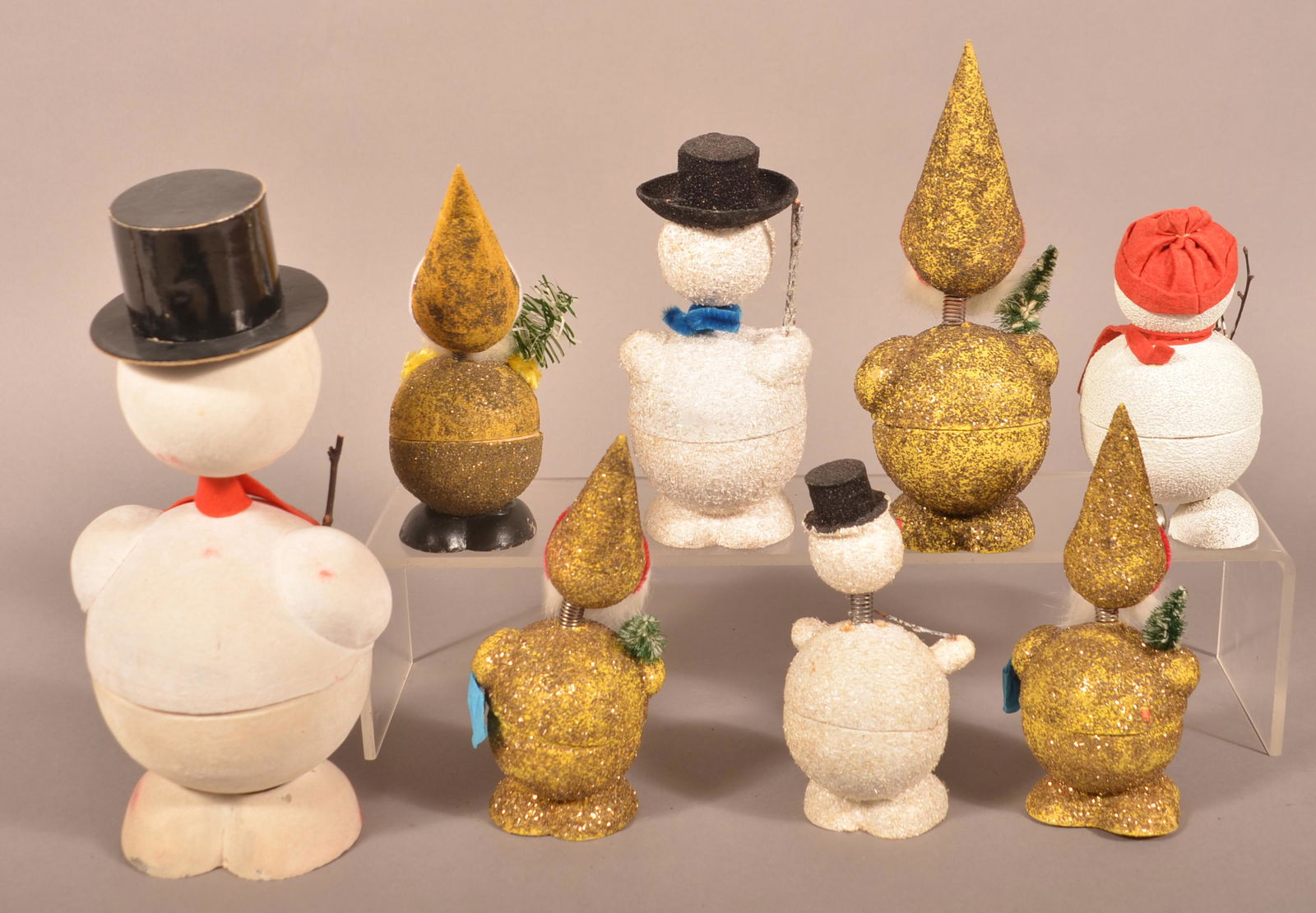 Eight Vintage Santa and Snowman Candy Containers. (1 of 2)