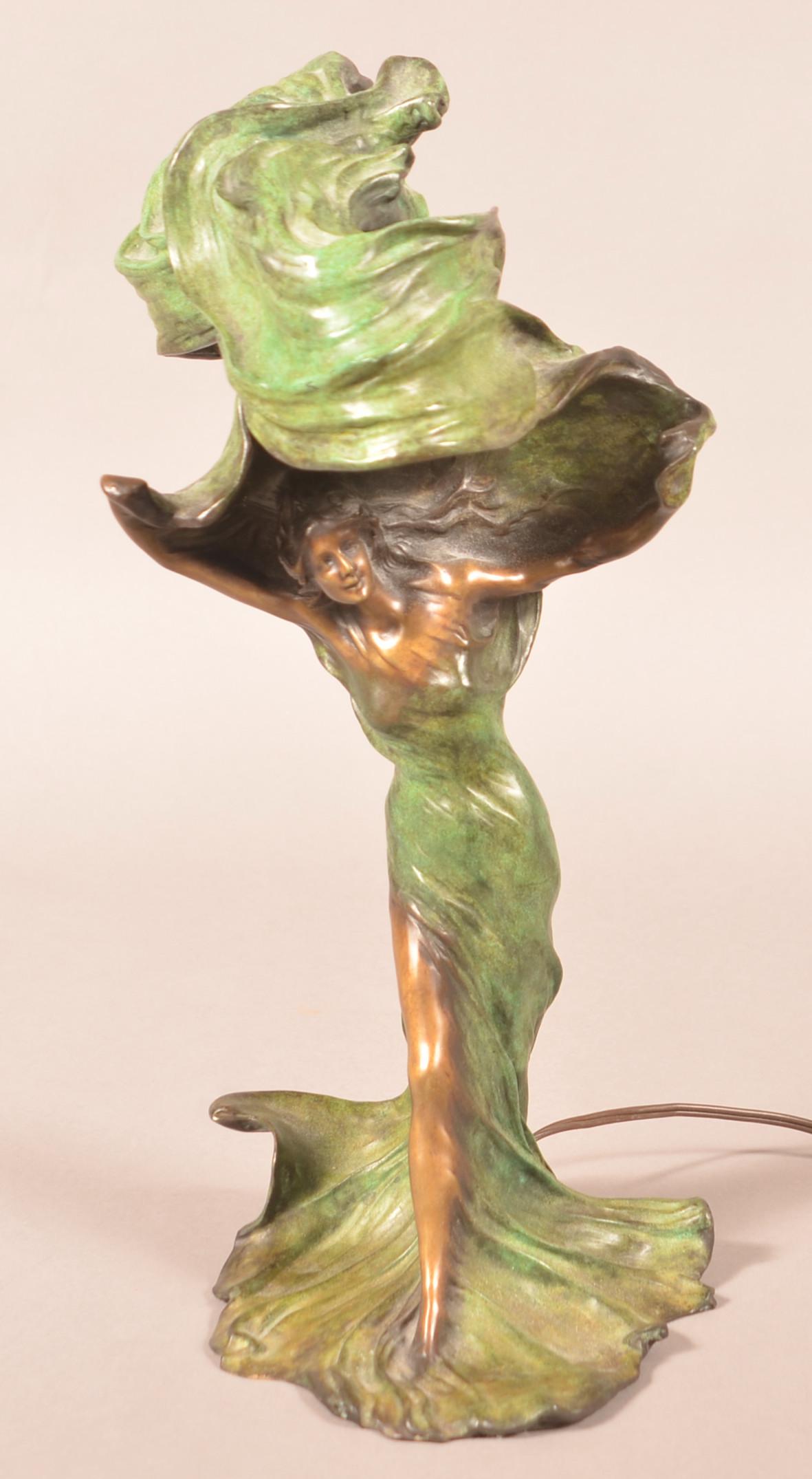 Raoul Larche Bronze Art Nouveau Dancer Lamp. (1 of 4)