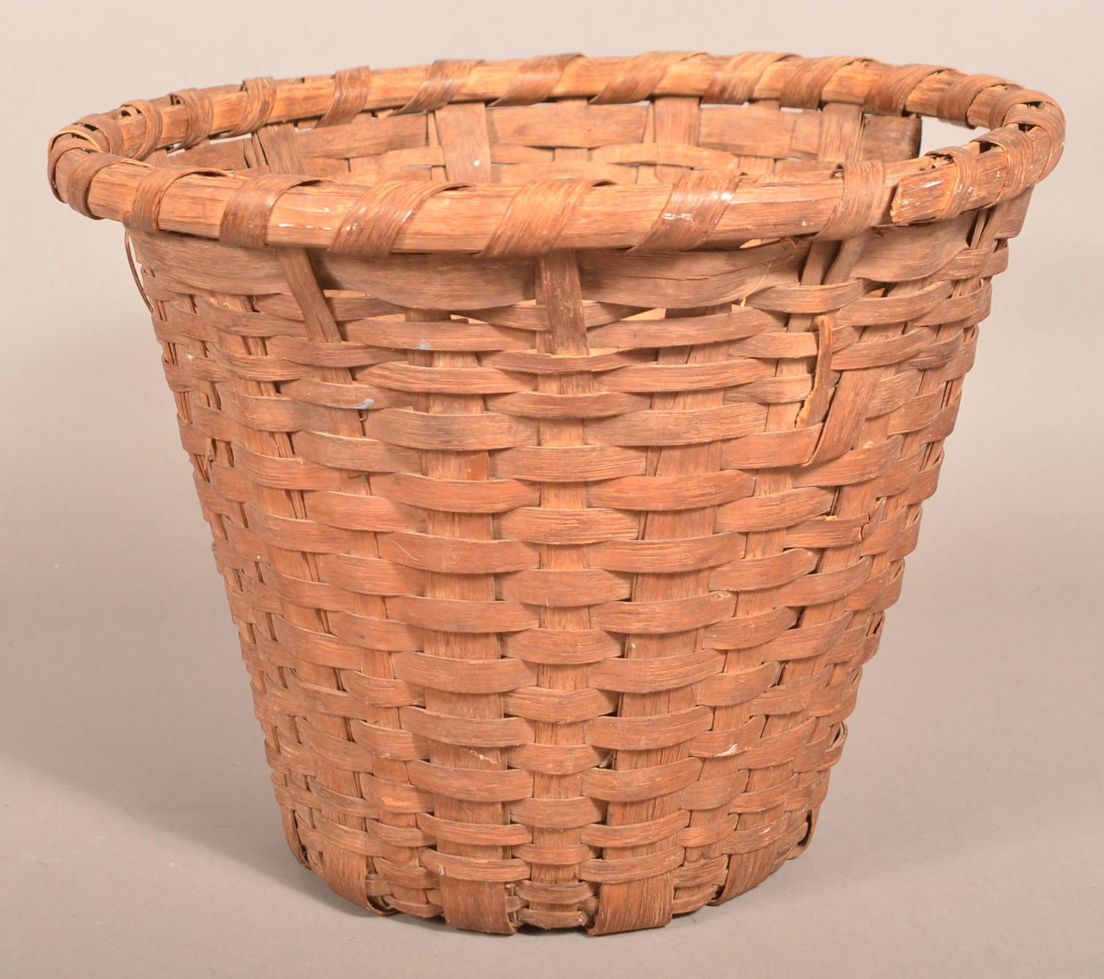 Antique Woven Oak Splint Field Basket. (1 of 4)