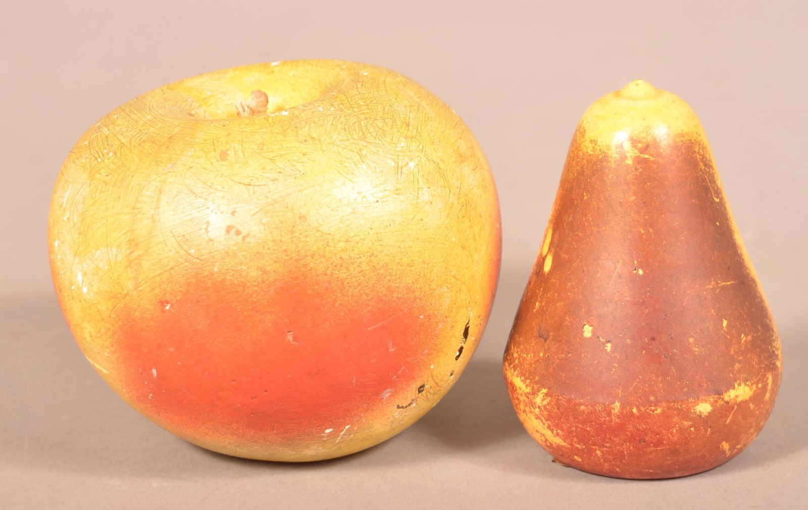 Antique Pottery/Chalkware Fruit Still Banks. (1 of 2)