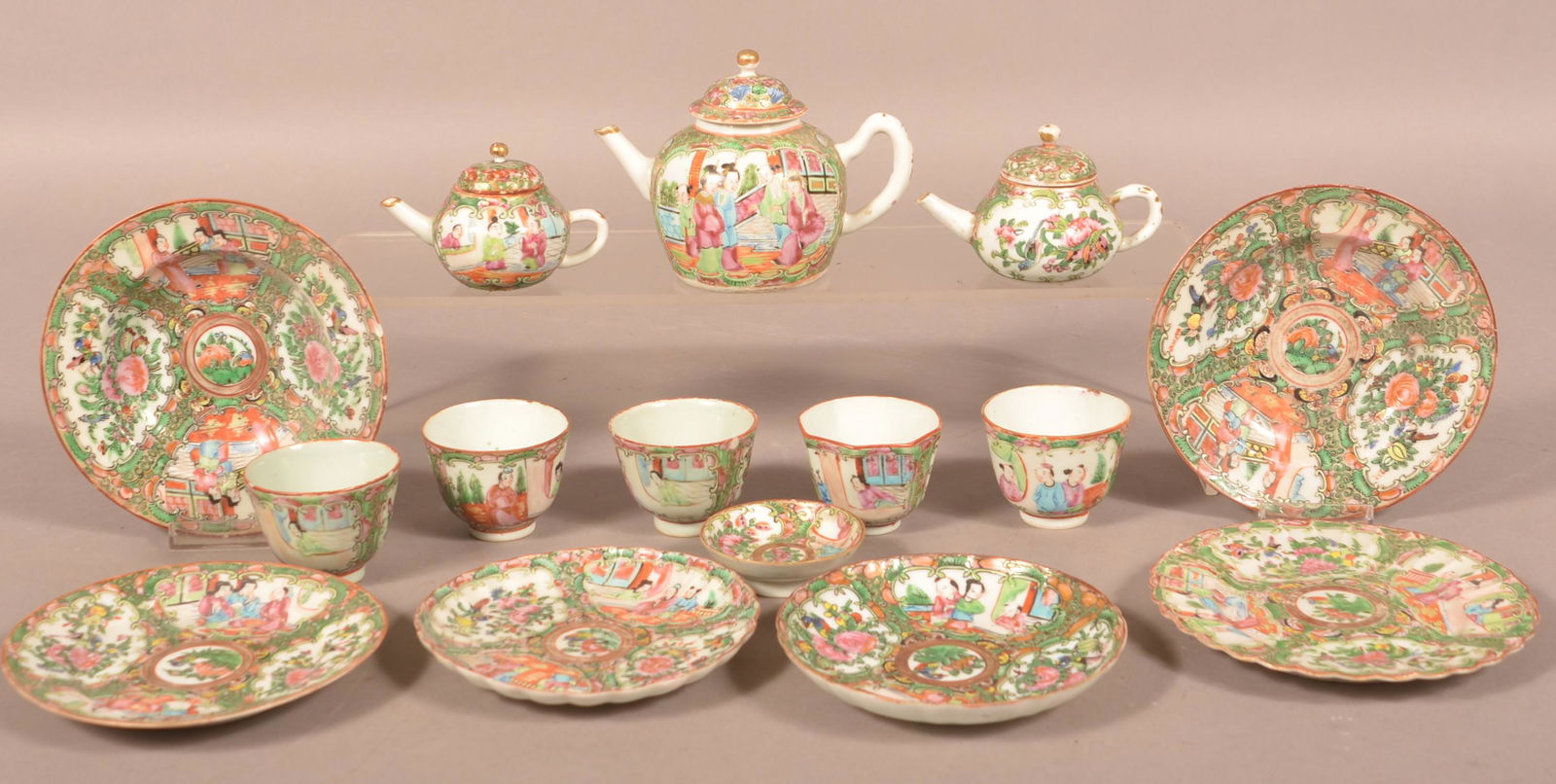 Lot of Antique Rose Medallion Oriental Porcelain. (1 of 2)