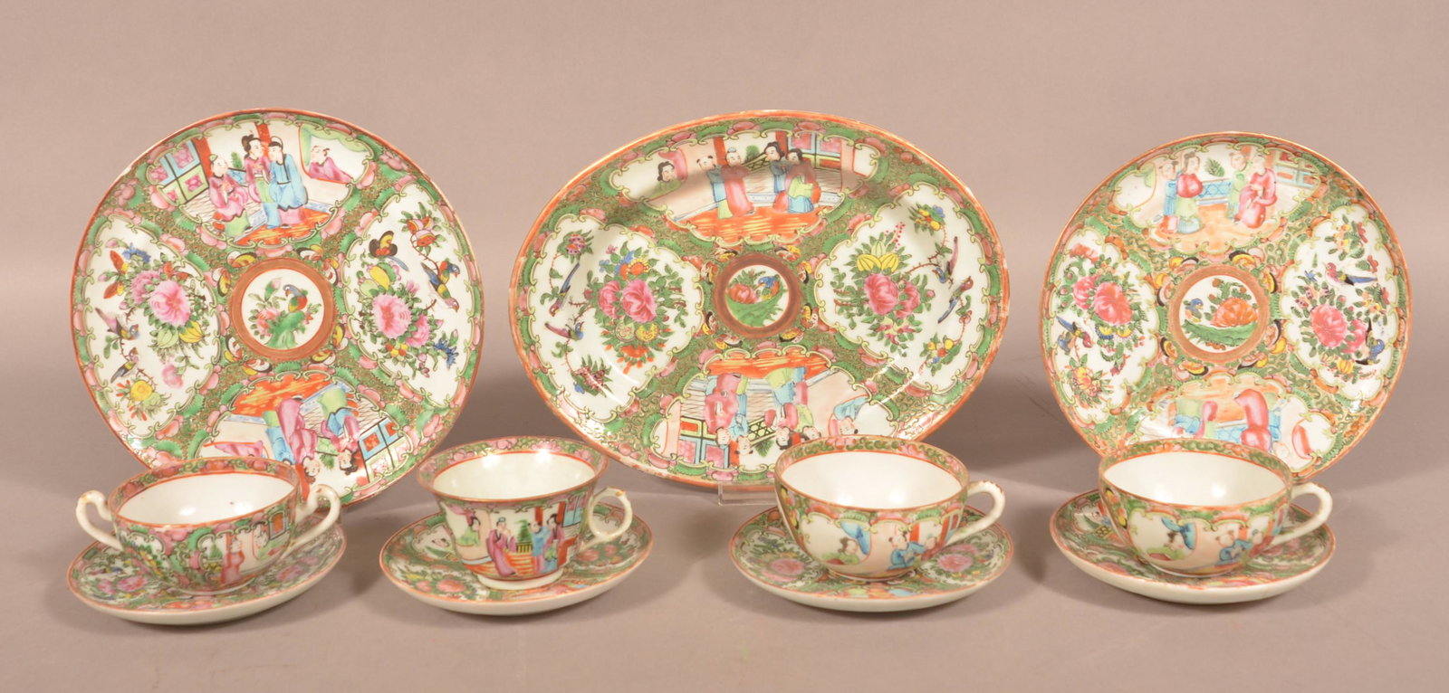 Antique Rose Medallion Plates, Platter, Cups, Saucers. (1 of 2)