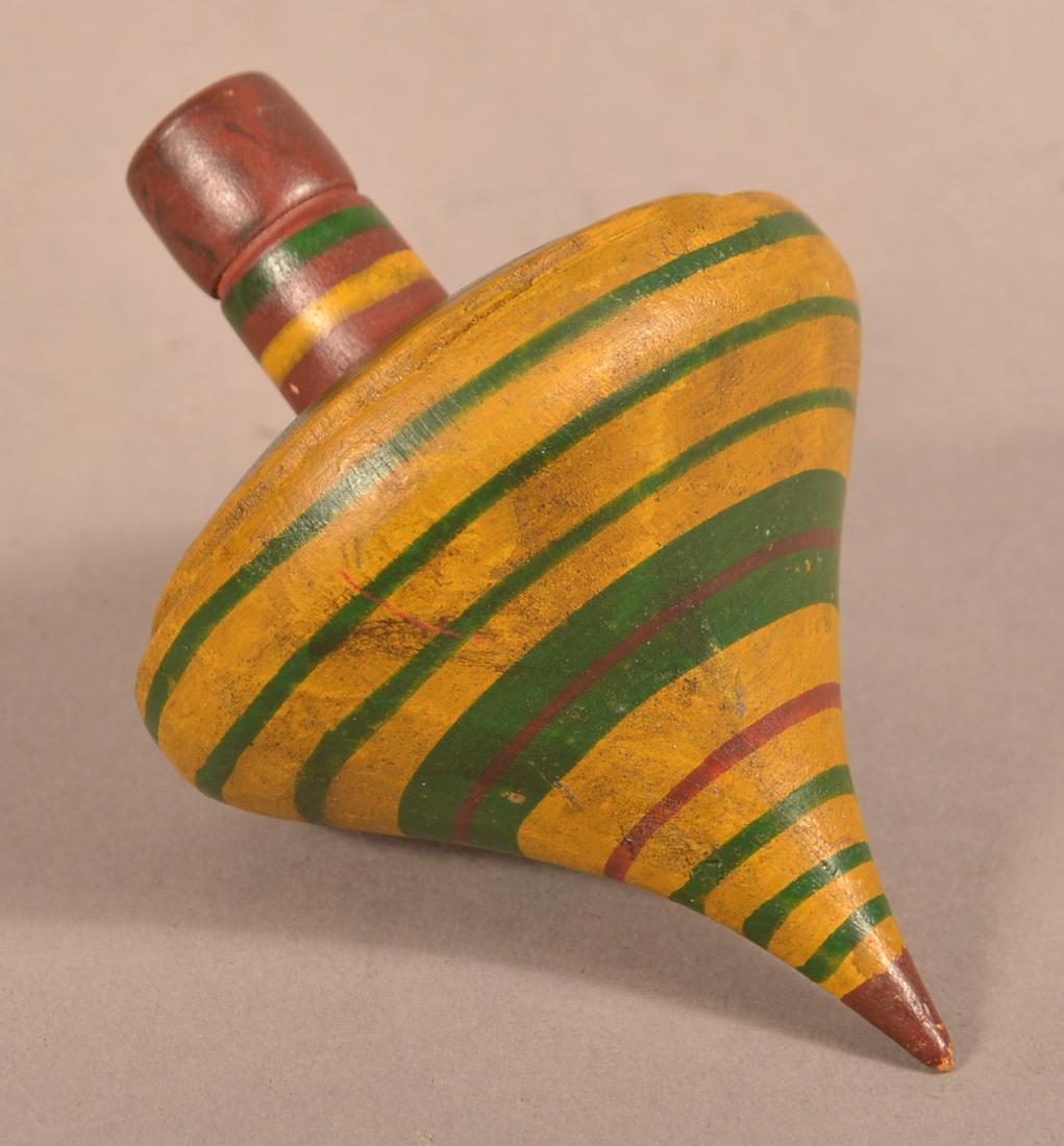 Antique American Painted Wood Top Spin Toy. (1 of 3)
