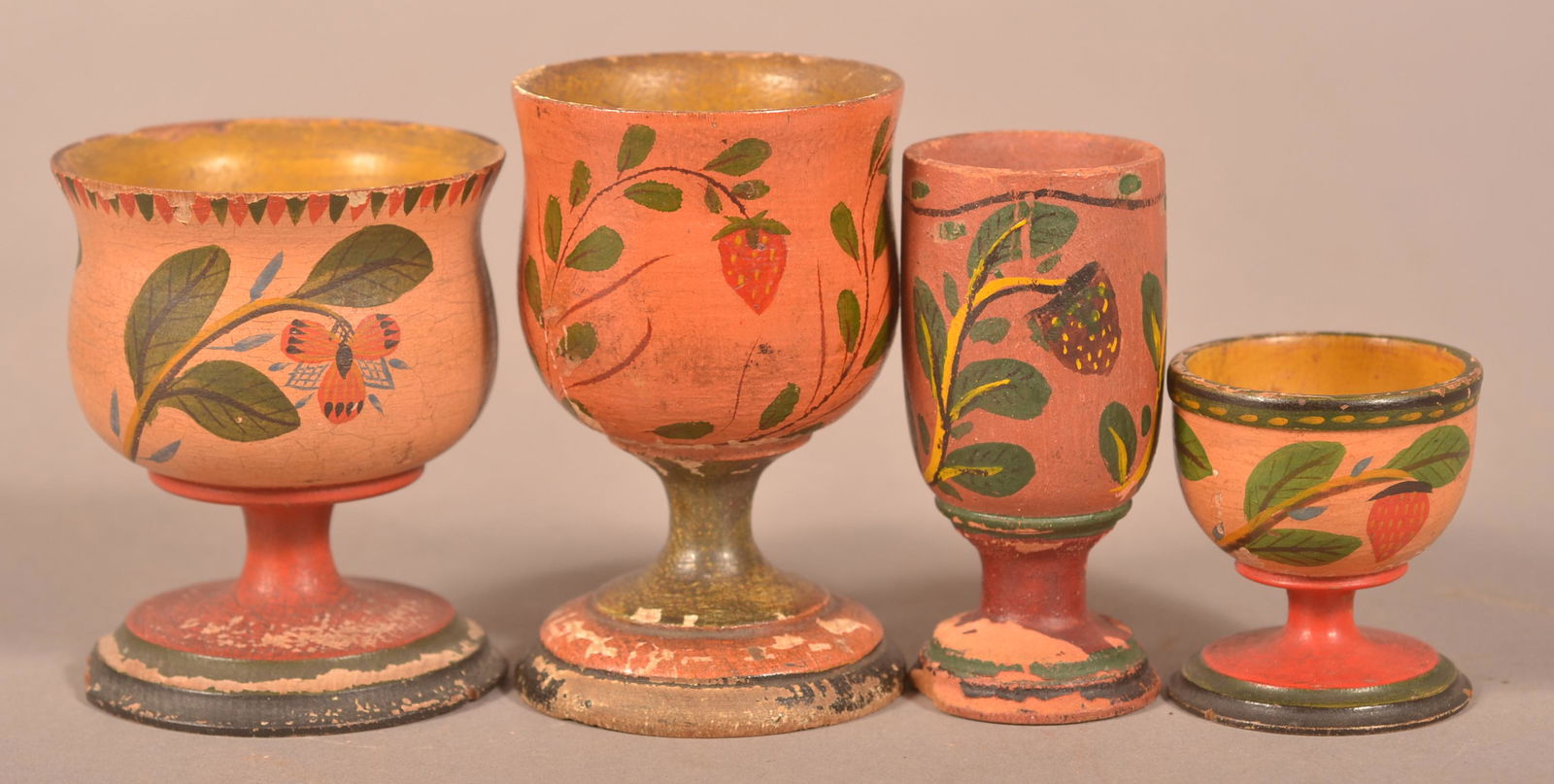 Four Various Lehnware Decorated Footed Vessels. (1 of 5)