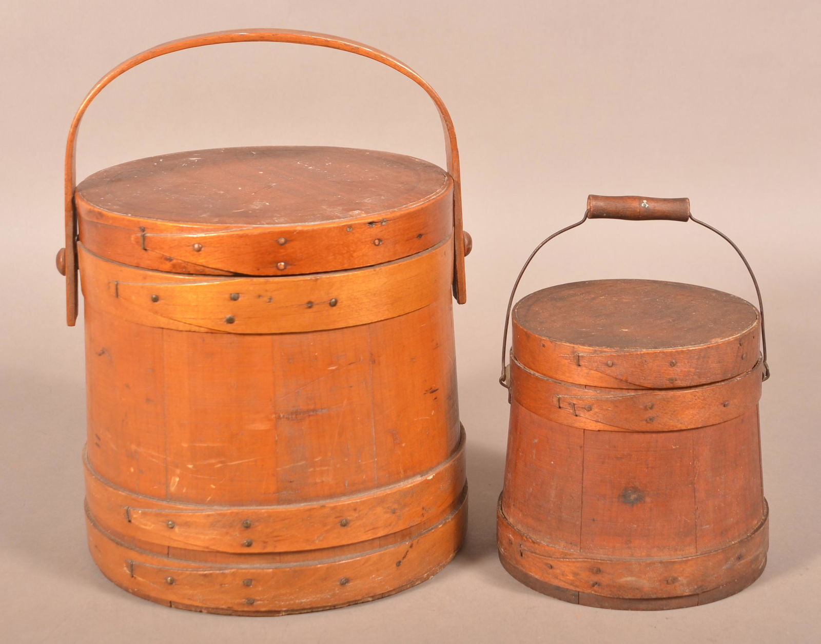Two Pennsylvania 19th Century Covered Firkins. (1 of 5)
