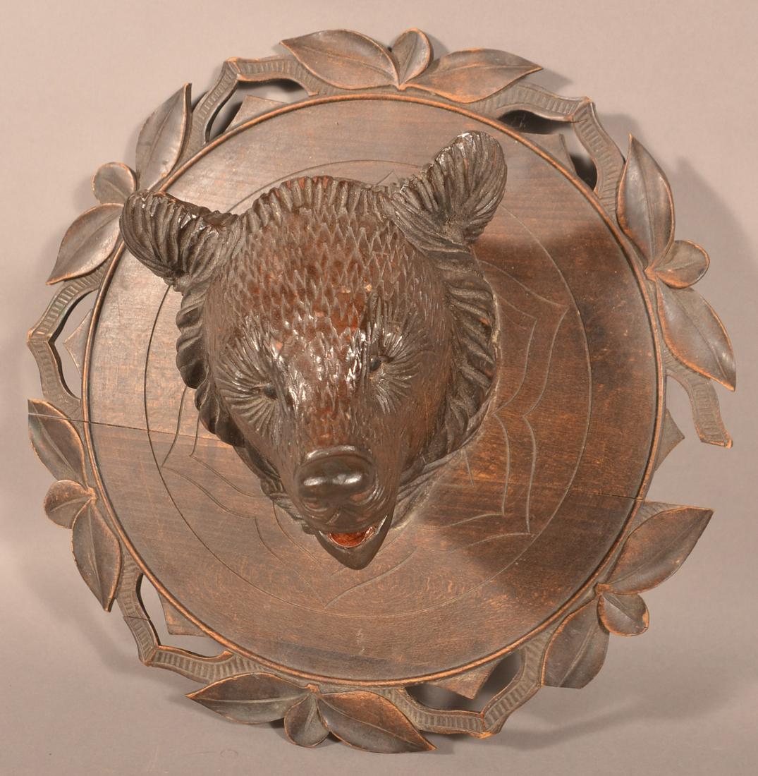 Antique Black Forest Carved Bear Head Wall Plaque. (1 of 4)