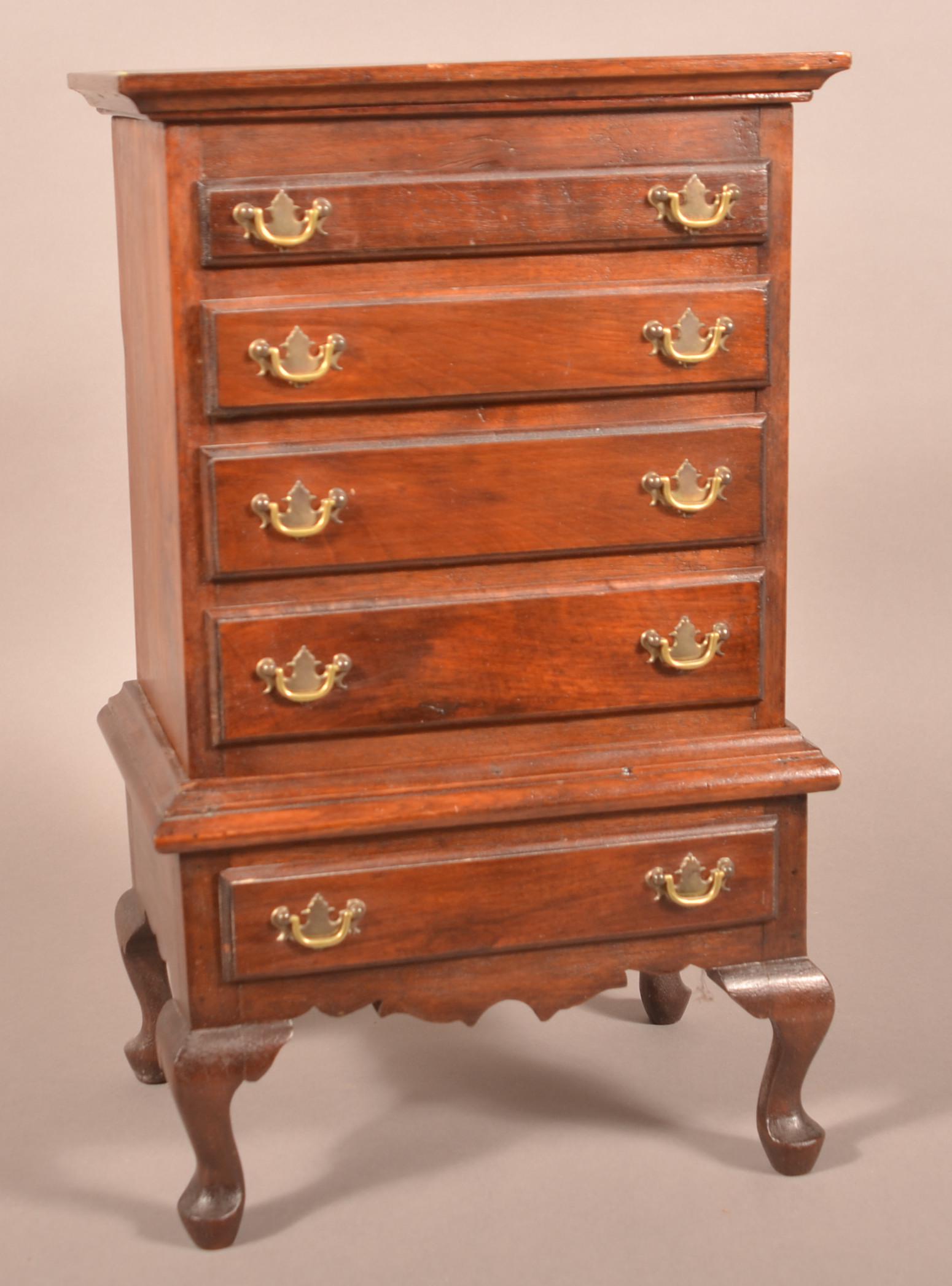 Vintage Miniature Queen Anne Style Walnut Highboy. (1 of 4)