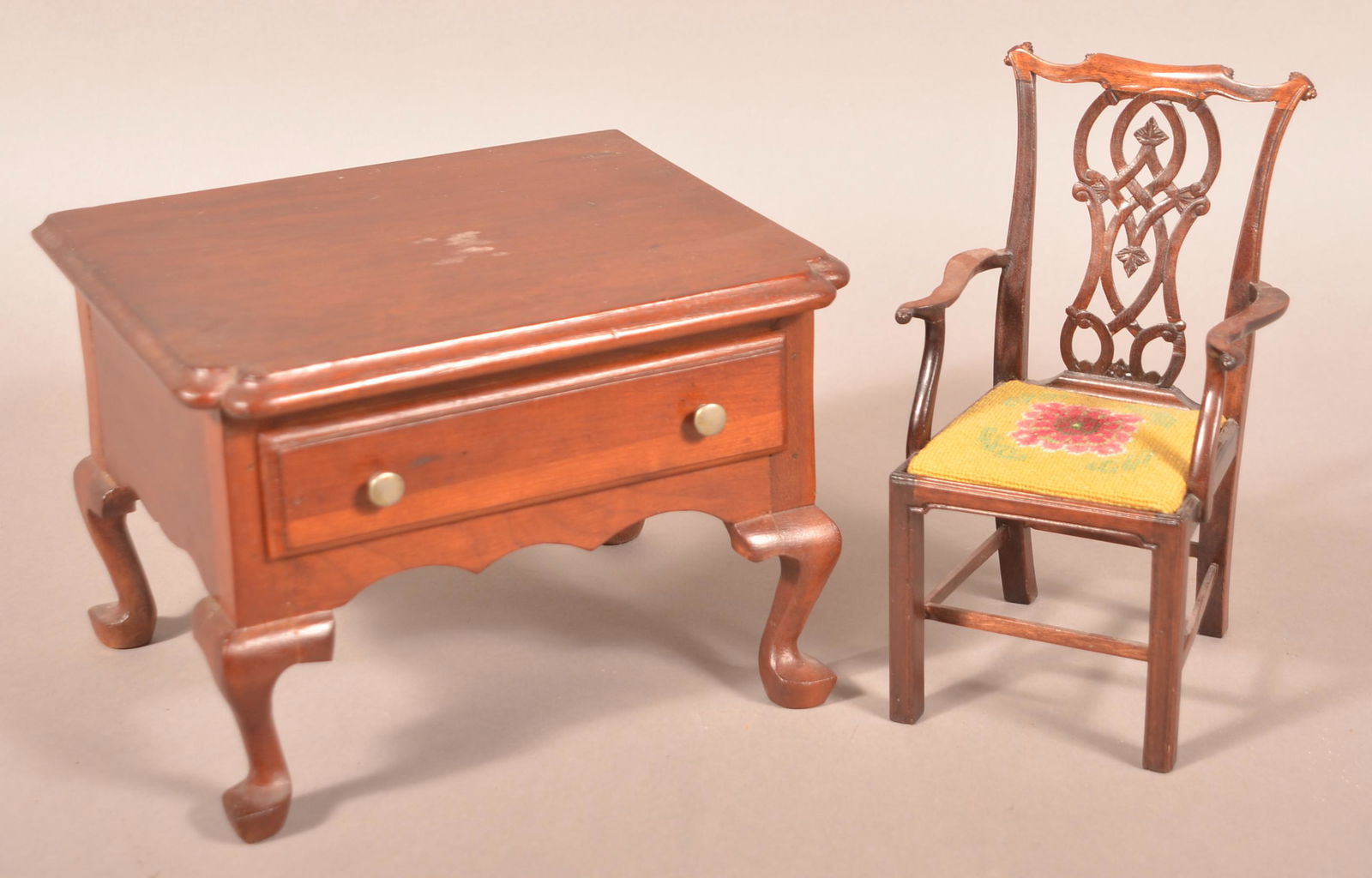 Vintage Miniature Period Style Lowboy and Armchair. (1 of 2)