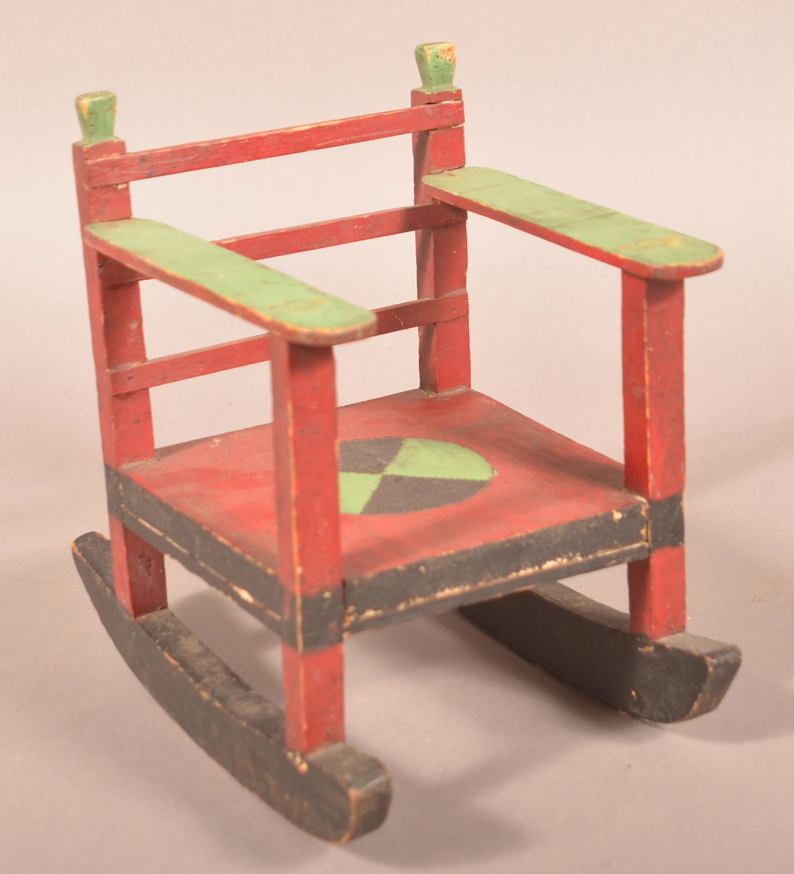 Primitive Folk Art Paint-Decorated Miniature Rocker. (1 of 3)