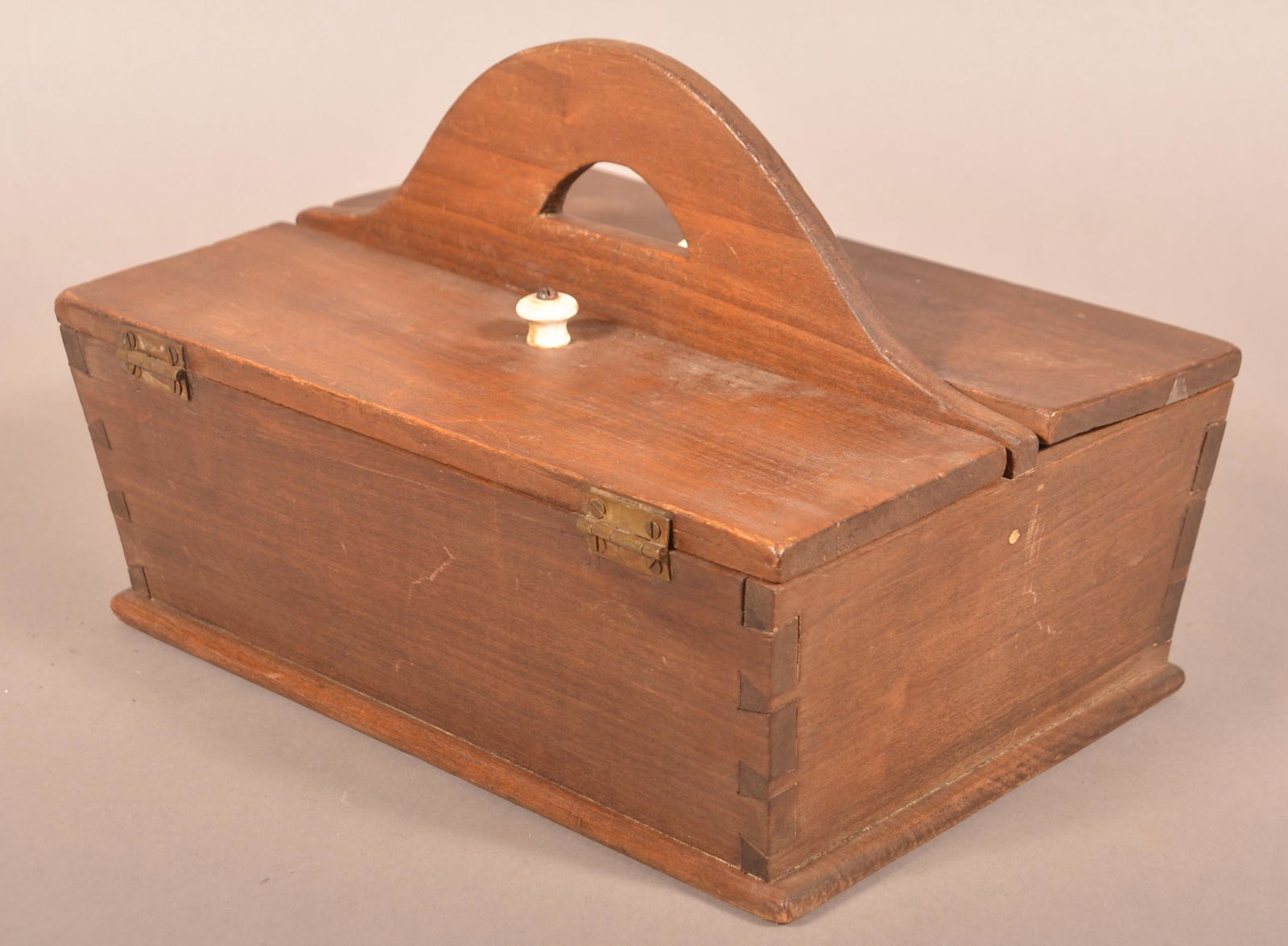 Antique Mixed Wood Utensil Box. (1 of 5)