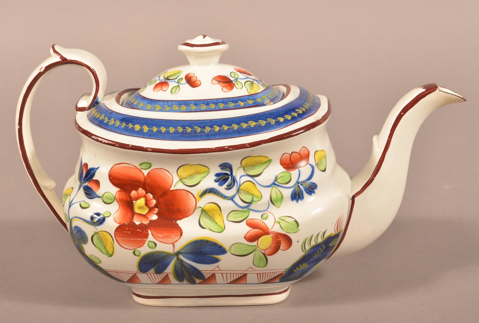 Gaudy Dutch China Single Rose Pattern Teapot. (1 of 4)