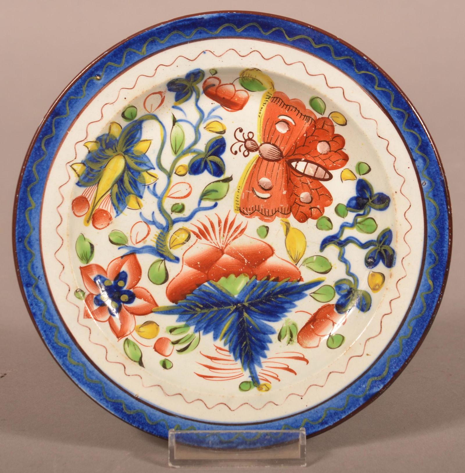 Gaudy Dutch China Butterfly Pattern Toddy Plate. (1 of 2)