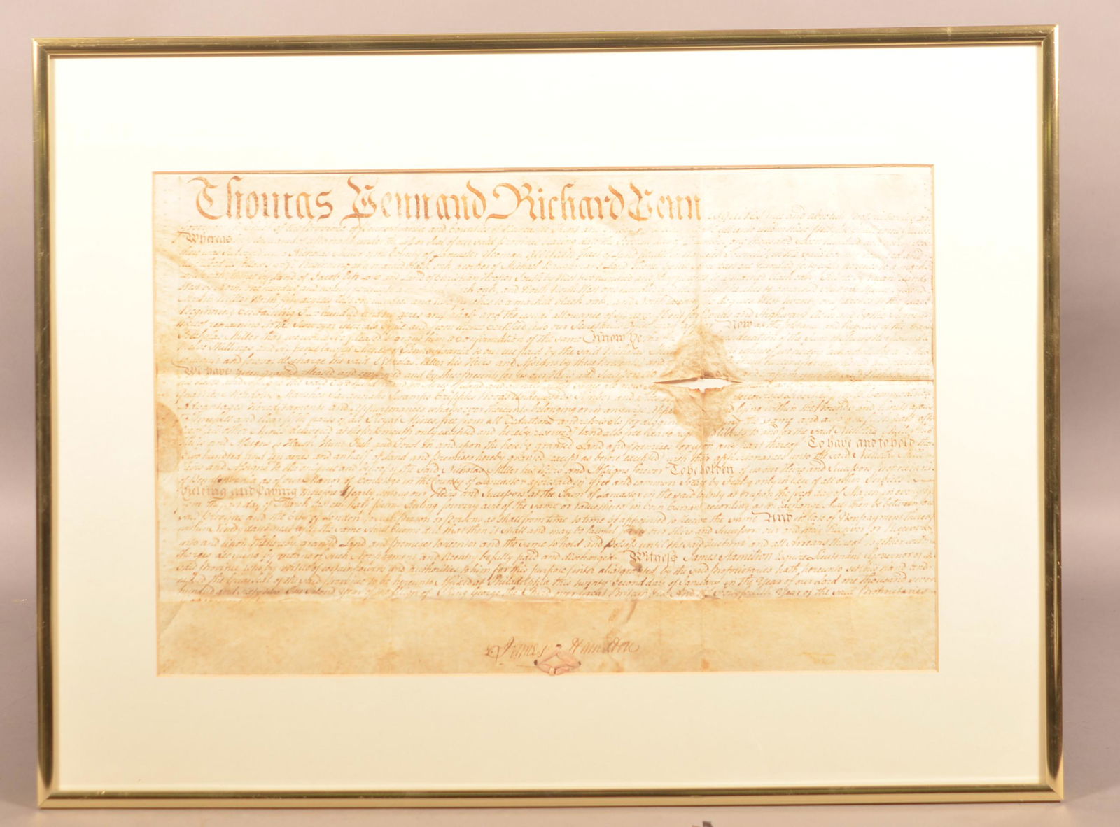 18th Century Thomas and Ricard Penn Land Indenture. (1 of 5)