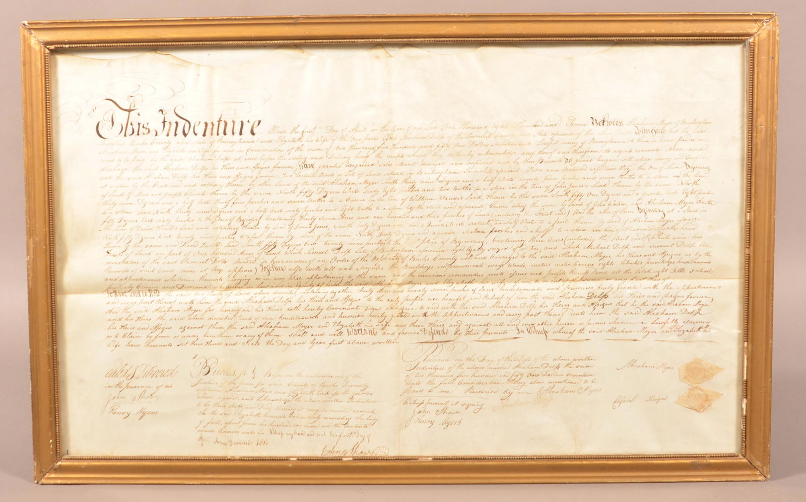 1811 Bucks County, PA Land Indenture. (1 of 4)