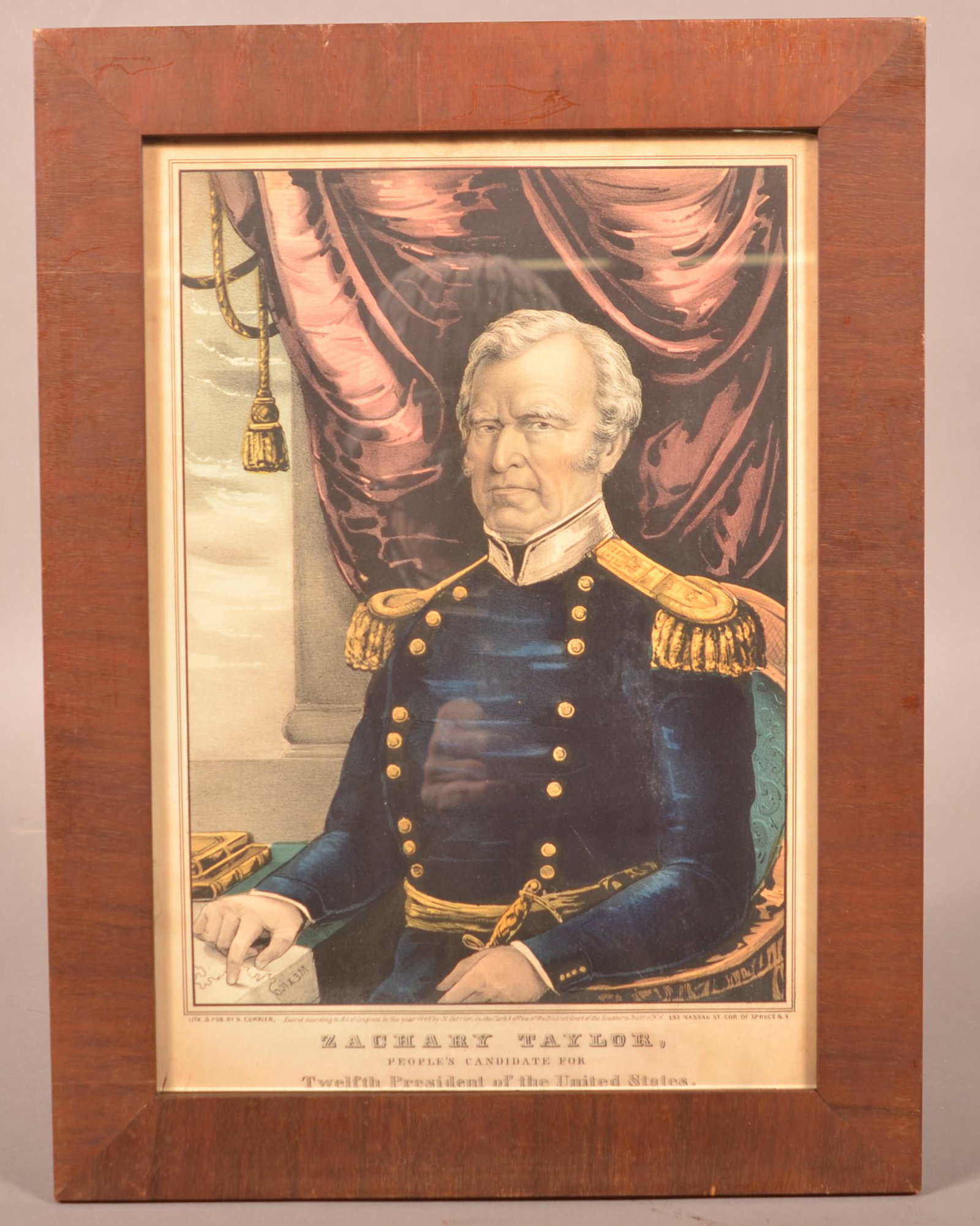 N. Currier Colored Lithograph "Zachary Taylor". (1 of 2)