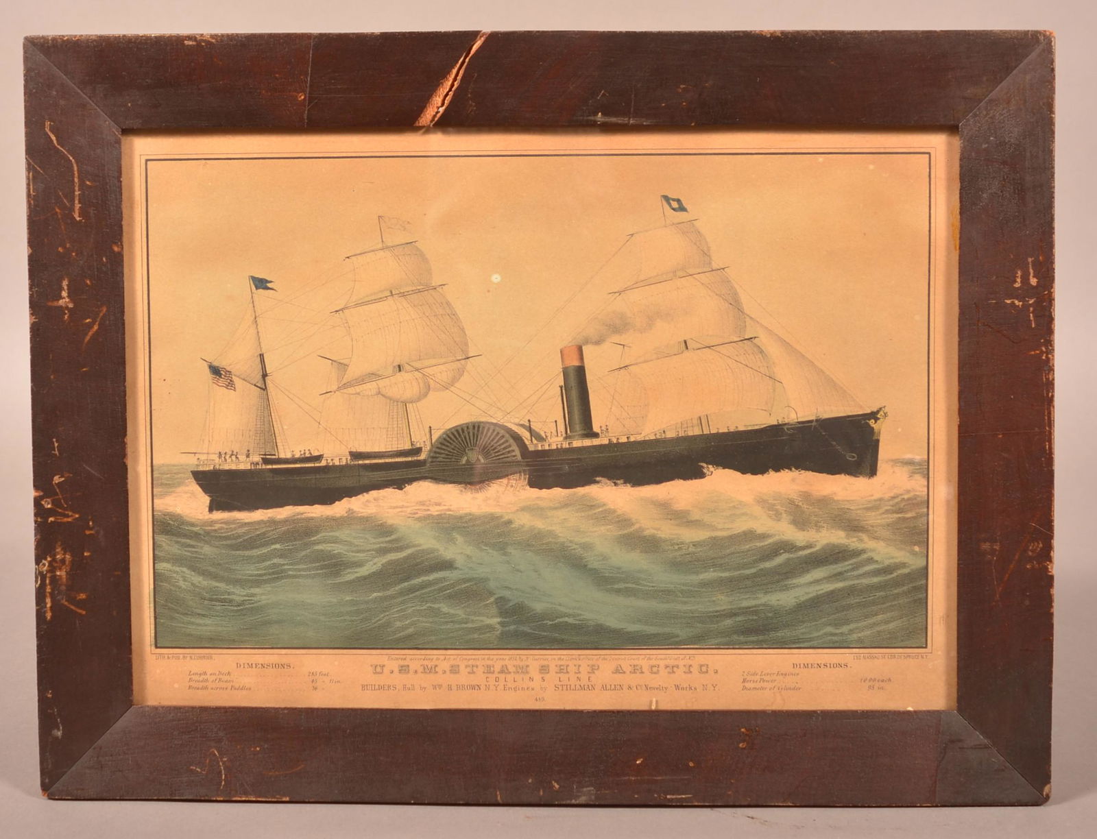 N. Currier Colored Litho. "U.S.M. Steam Ship Arctic". (1 of 2)