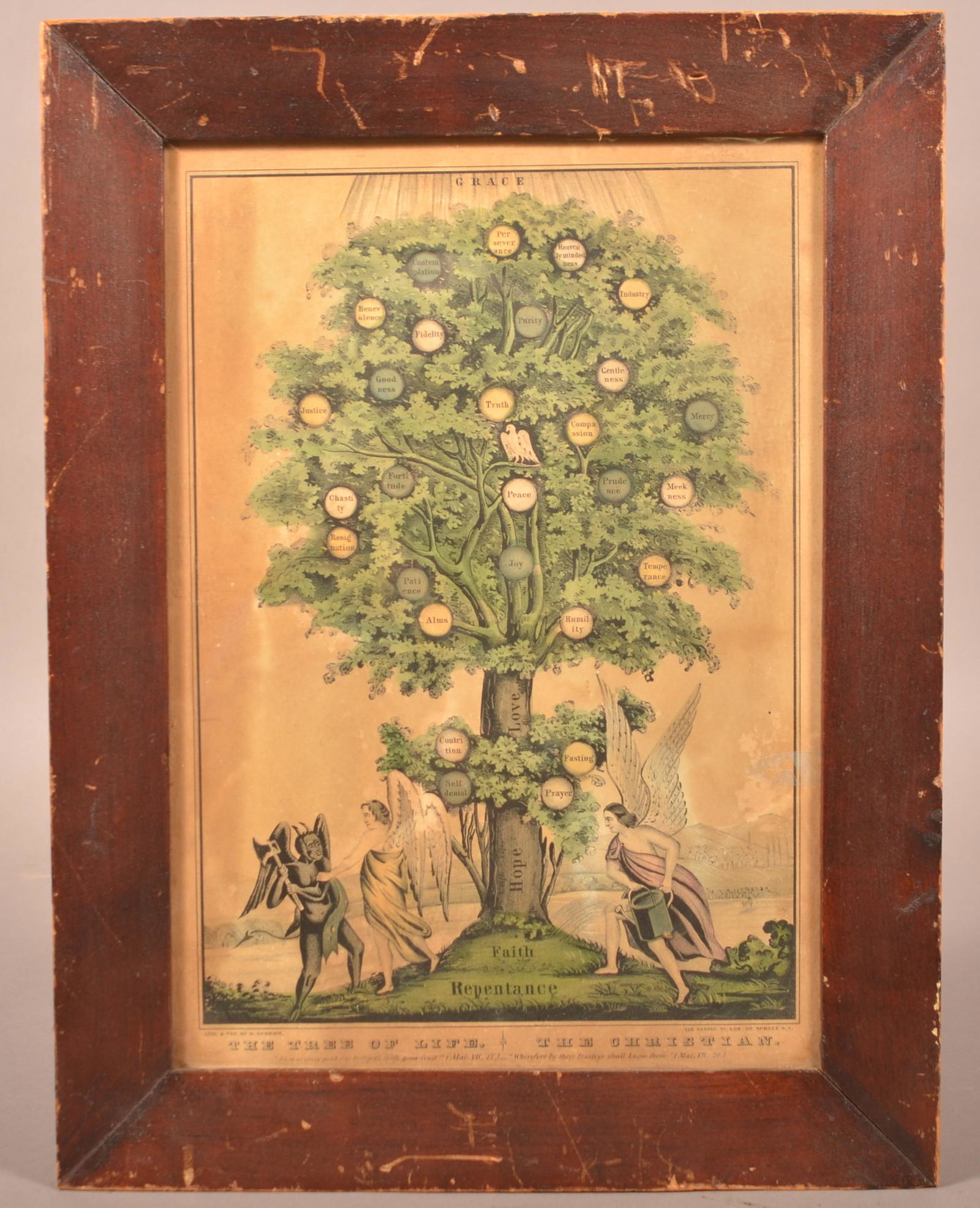 N. Currier Lithograph "The Tree of Life. The (1 of 2)
