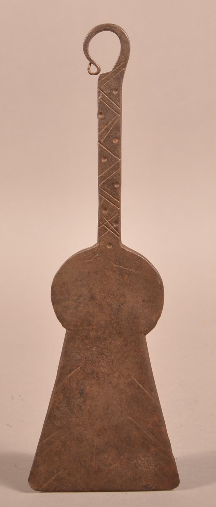 19th Century Wrought Iron Keyhole Dough Scraper. (1 of 2)