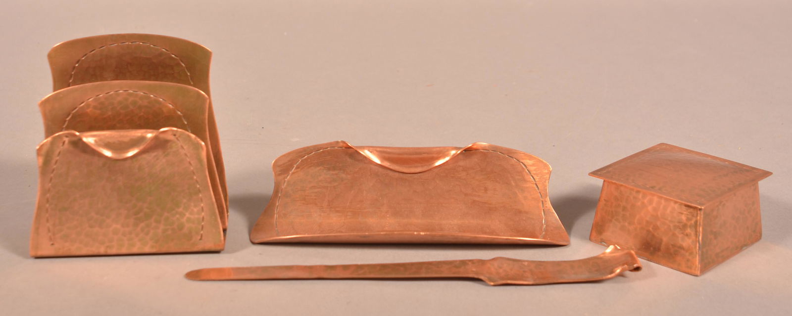 Roycroft Hammered Copper 4-Piece Desk Set. (1 of 4)