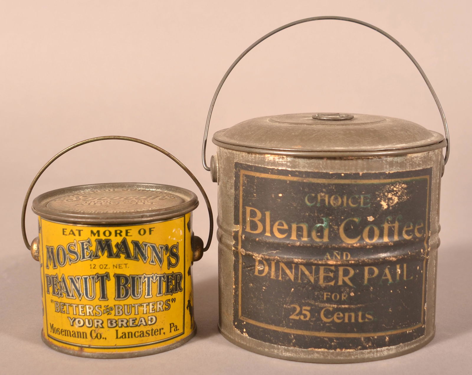 Mosemanns Peanut Butter 12 oz. Tin Lithograph Pail. (1 of 2)