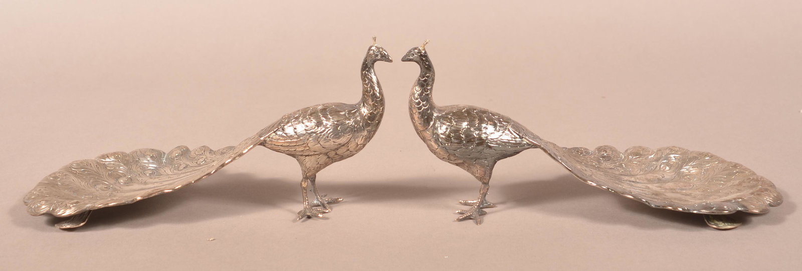 Pair of Antique Continental Silver Peacocks. (1 of 7)