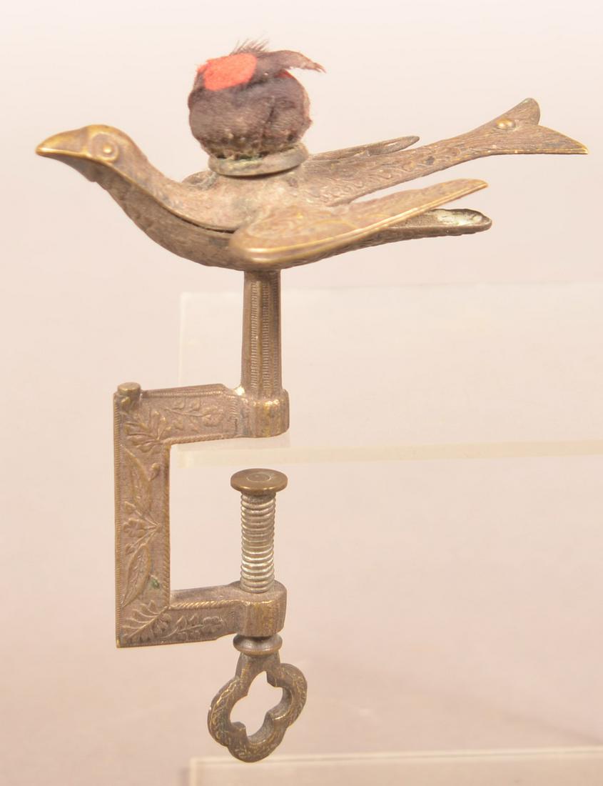 19th Century Brass and Gilt Metal Sewing Bird. (1 of 3)