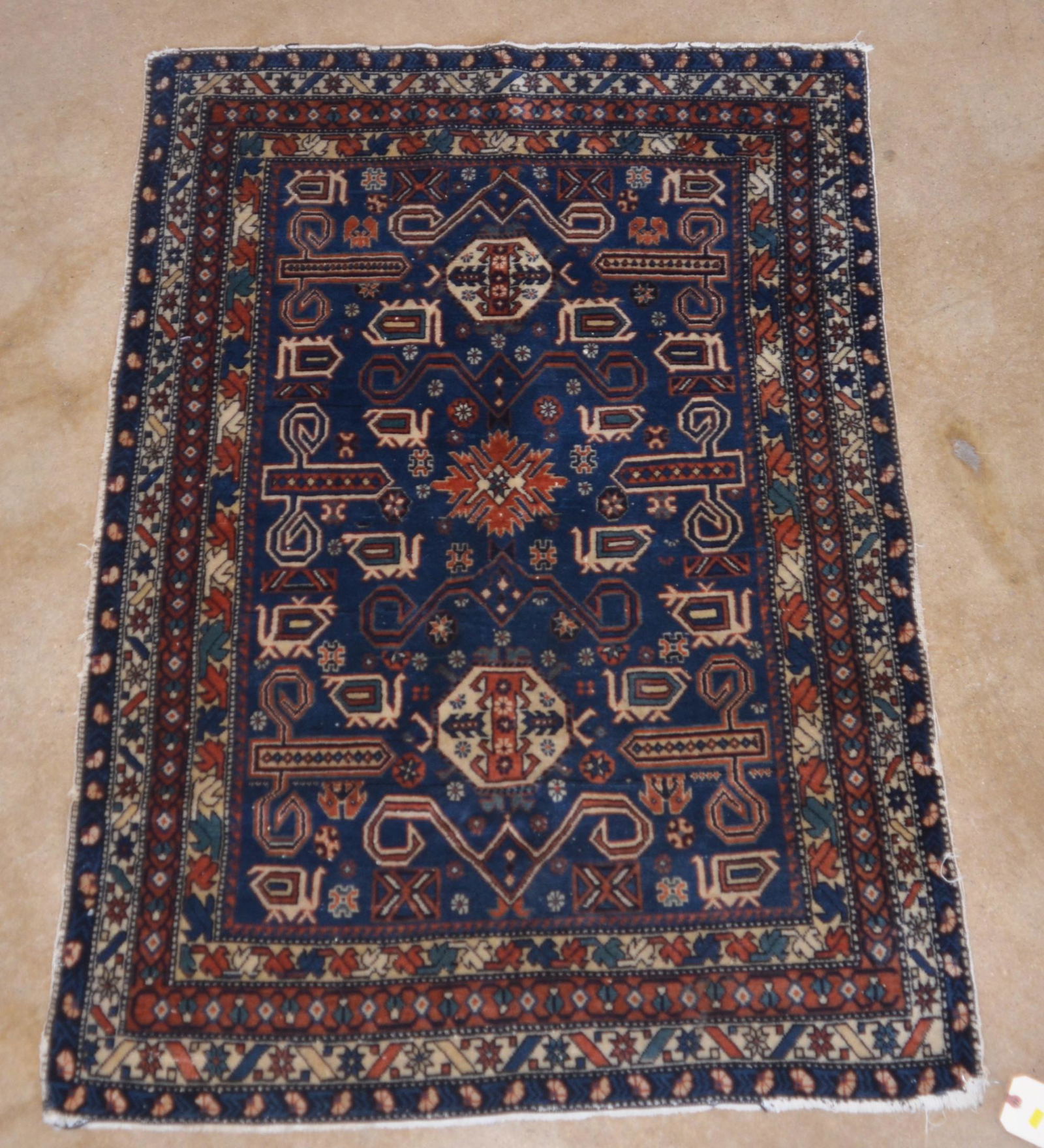 Antique Floral/Geometric Pattern Oriental Area Rug. (1 of 5)