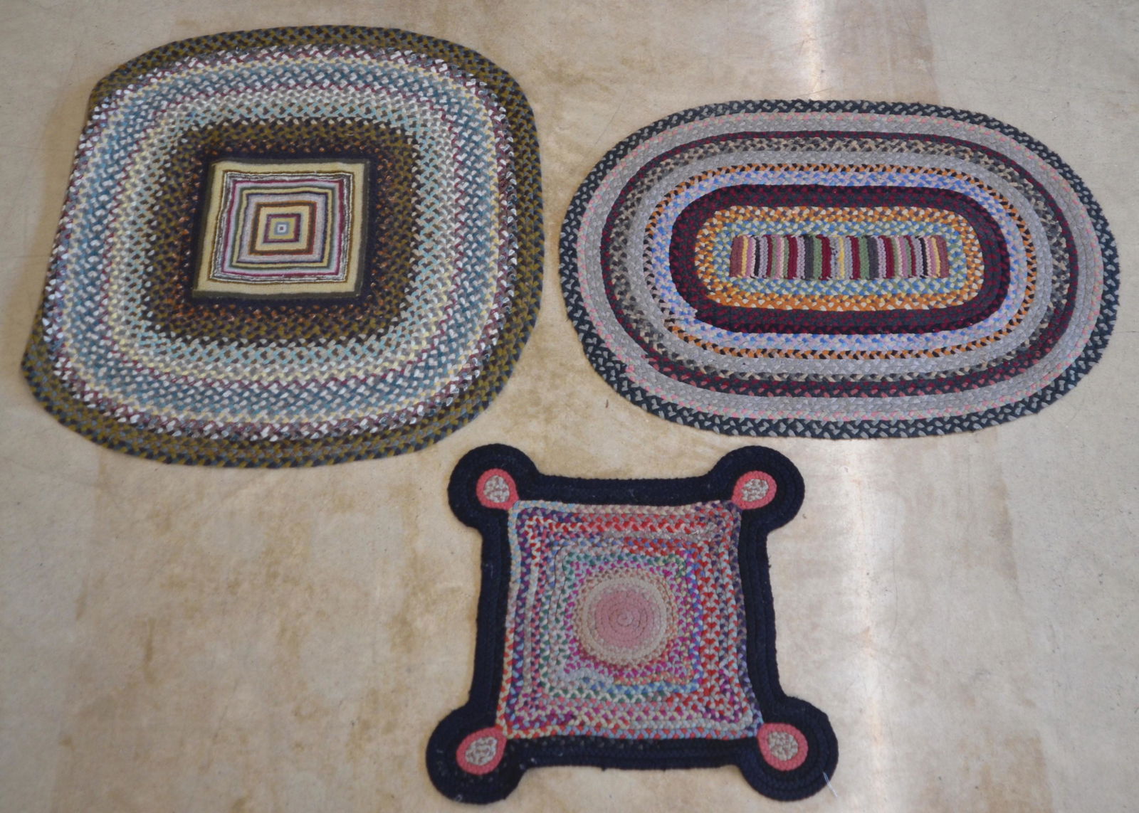 Three Various Antique Braided Area Rugs. (1 of 6)