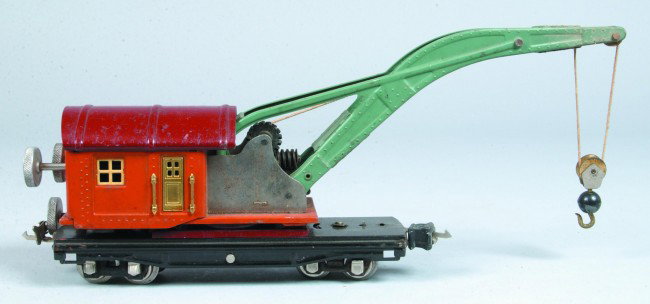 Lionel #810 Derrick Car, circa 1930. Overall fair t: Lionel #810 Derrick Car, circa 1930. Overall fair to good condition with paint loss, surface rust on plated parts.