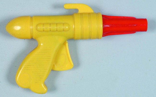 Ray Gun Water Pistol, plastic, no markings/mfg., 8: Ray Gun Water Pistol, plastic, no markings/mfg., 8" long, condition: good (water bulb hardened)