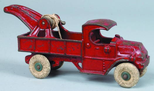 Wrecker, "C" Cab, cast iron, marked Champion, (Cha: Wrecker, "C" Cab, cast iron, marked Champion, (Champion Hardware, Co.), 1930-1936, 8-1/4"l., loss to paint, moderate wear.