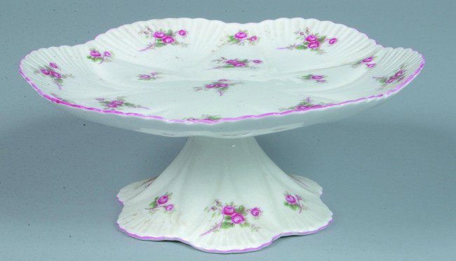 Shelley China Rose Spray pattern Cake Stand, 3-1/2: Shelley China Rose Spray pattern Cake Stand, 3-1/2" h. x 8-3/4" diam., (good).