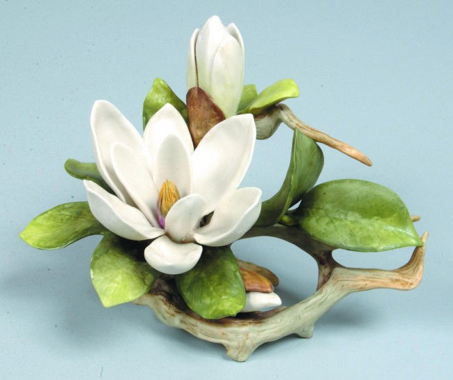 Cybis Bisque Porcelain Magnolia Flower Figurine, 5: Cybis Bisque Porcelain Magnolia Flower Figurine, 5 1/2" high. Condition: good.