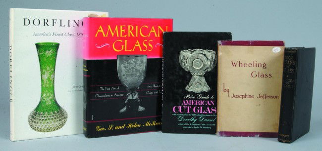 Five Antique Glass Reference Books, Dorflinger 185: Five Antique Glass Reference Books, Dorflinger 1852 - 1921, by Feller; American Glass, by G. & H. McKearin; American Cut Glass, by D. Daniel; Wheeling, by J. Jefferson; 5000 Years of Glass, by Rogers
