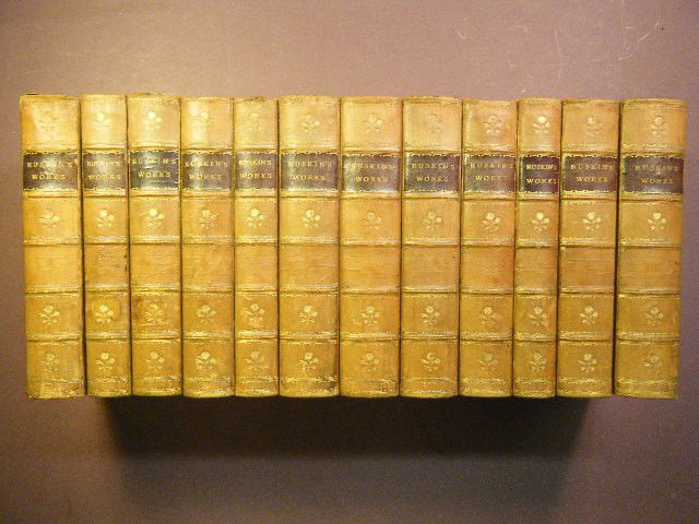 Ruskin, John. the Works of John Ruskin (12 volumes): Ruskin, John. the Works of John Ruskin (12 volumes) John Wiley & Sons, New York, 1886. Very Good++.illus, 12mo. Complete in 12 volumes. Bound in period 3/4 leather with brown morocco leather labels to
