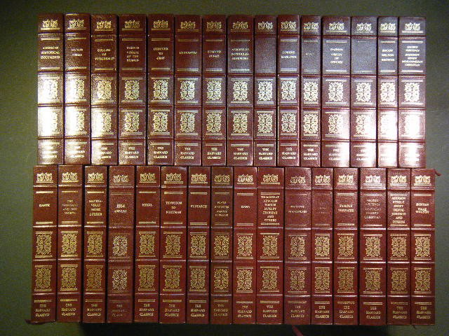 THE HARVARD CLASSICS, BONDED LEATHER COLLECTOR'S ED: THE HARVARD CLASSICS, BONDED LEATHER COLLECTOR'S EDITION 31 VOLUMES Grolier Enterprises Corp., Danbury CT, 1980. Near Fine. 8vo - over 7¾" - 9¾" tall. Includes 30 titles + the 1984 Annual. Titles in