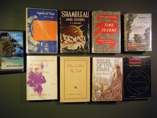 (9 Sci Fi 1sts in djs) Wright, S. Fowler Power, J: (9 Sci Fi 1sts in djs) Wright, S. Fowler Power, Jarrolds, London, 1st ed. (1933) with no statement of printing on c/r page. (Currey), VG in VG- dj. With: Genius Loci and Other Tales by Clark Ashton S